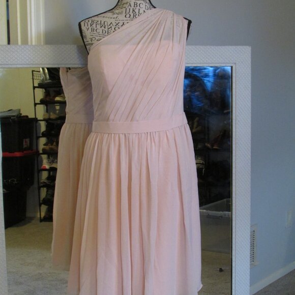 Bill Levkoff One-Shoulder Pink Prom Dress - Picture 7 of 8